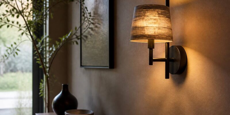 Realistische wandlamp in een interieur met warm sfeervol licht